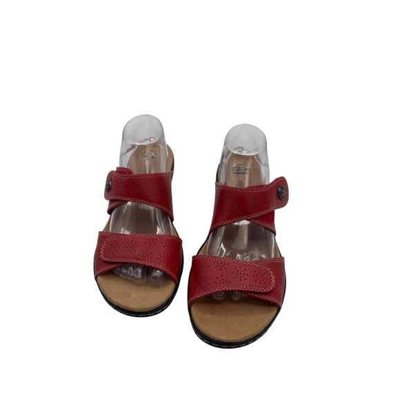 Clarks Size 10 Red Women’s Double-Buckle Sandal Cushioned Sole Comfortable - Picture 3 of 9